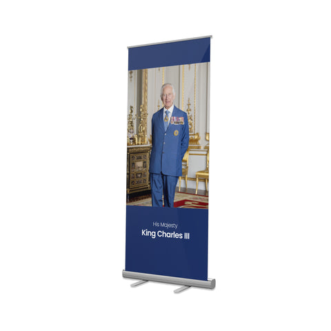 His Majesty King Charles III Portrait Pull Up Banner; Stand alone (850mm x 2000mm)