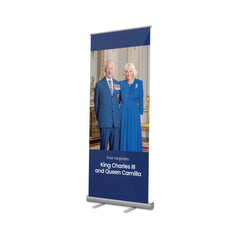 Their Majesties King Charles III & Queen Camilla Portrait Pull Up Banner; Stand alone (850mm x 2000mm)