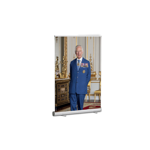 His Majesty King Charles III Portrait A4 Banner (210mm x 297mm) : Ideal for smaller settings