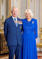 Their Majesties King Charles III & Queen Camilla Portrait A4 Banner (210mm x 297mm) : Ideal for smaller settings