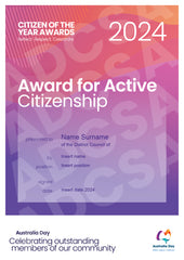 Digital Australia Day 2024 Citizen of the Year Award Certificates